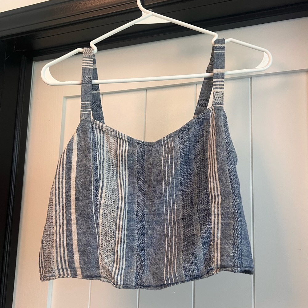 Blue and white striped Express tank top, size S